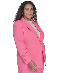 Calvin Klein Plus One-Button Ruched-Sleeve Jacket