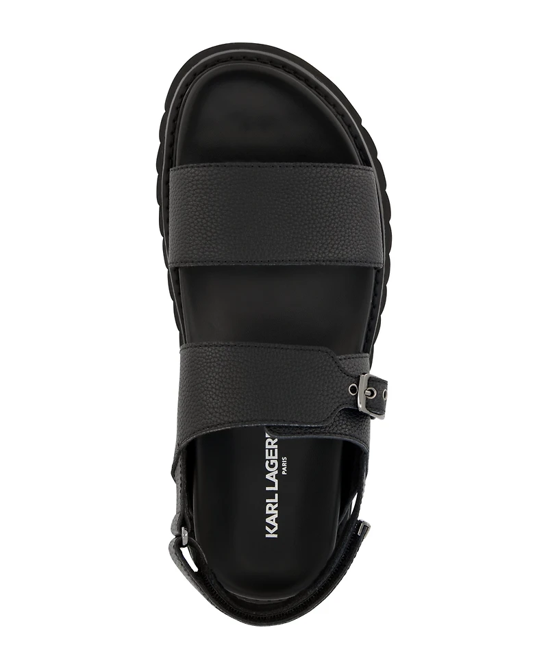 Karl Lagerfeld Paris Men's Tumbled Leather Fisherman Sandal