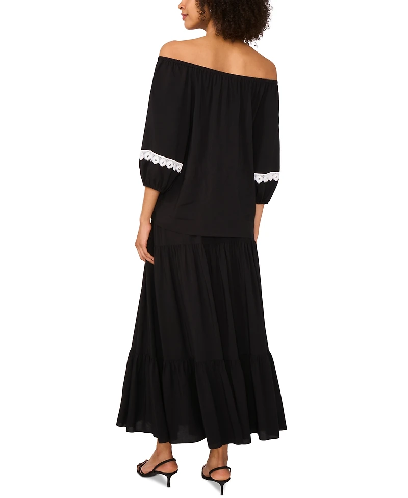 Sam & Jess Women's Lace-Trim Off-The-Shoulder Top