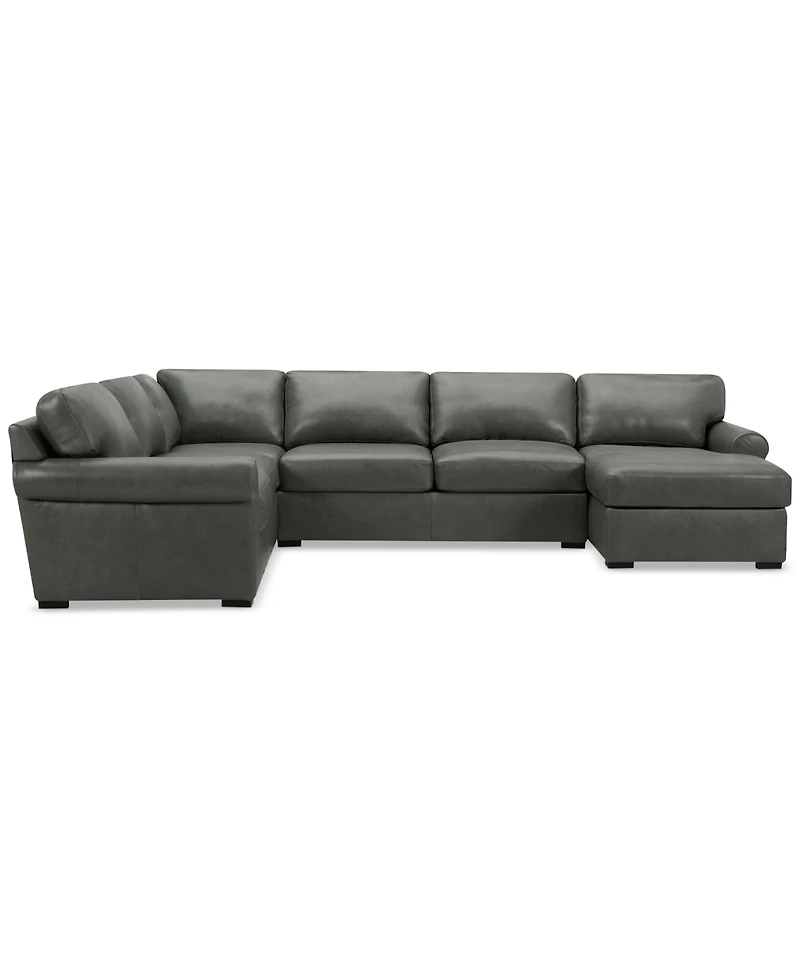 Radley Roll Arm 139" -Pc. Leather Square Corner Chaise Sectional