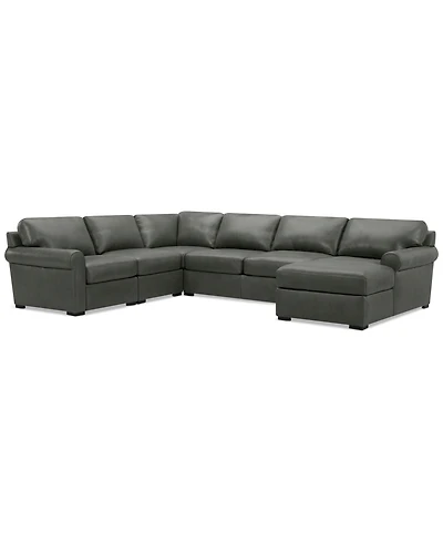 Radley Roll Arm 139" -Pc. Leather Square Corner Chaise Sectional