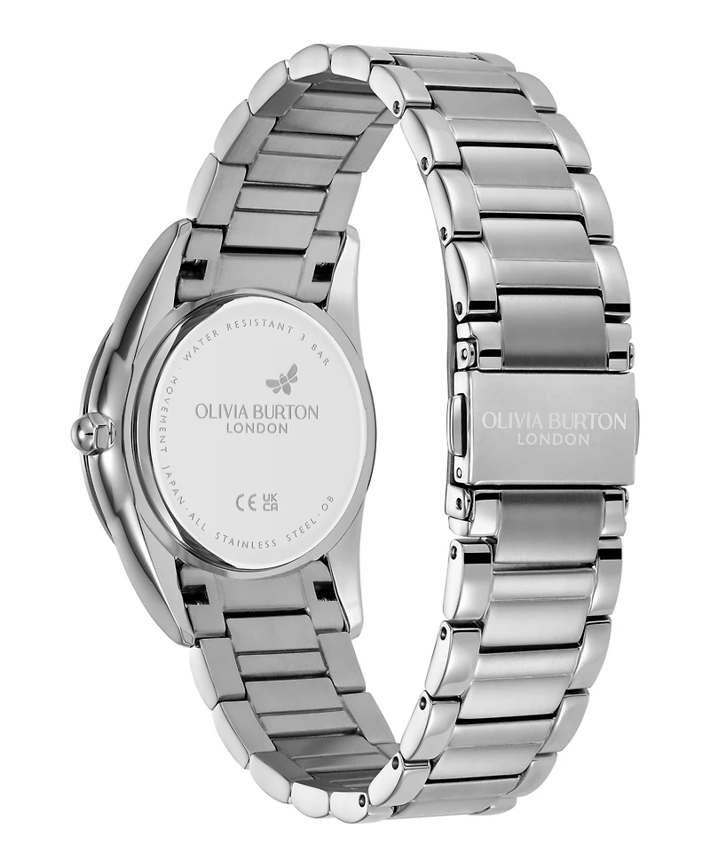 Olivia Burton Women's Glowful Silver Tone Stainless Steel Bracelet Watch, 34mm