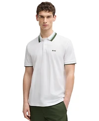 Boss by Hugo Men's Contrast Stripe Regular-Fit Paddy Polo Shirt