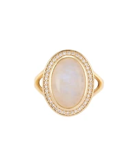 Adornia Fine Moonstone Halo Ring 14k gold vermeil
