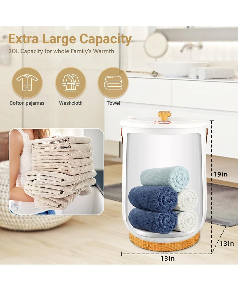 Towel Warmers, Luxury Bucket Towel Warmers for Bathroom with Led Display & Auto Shut Off & Adjustable Timer, Fits Up to Two 40" X 70" Oversized Towels