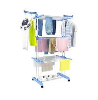 4-tier Folding Clothes Drying Rack with Rotatable Side Wings
