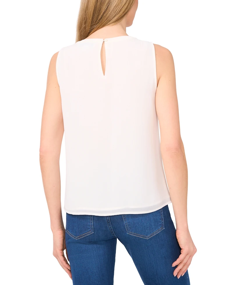 CeCe Women's Scalloped-Bib Sleeveless Top