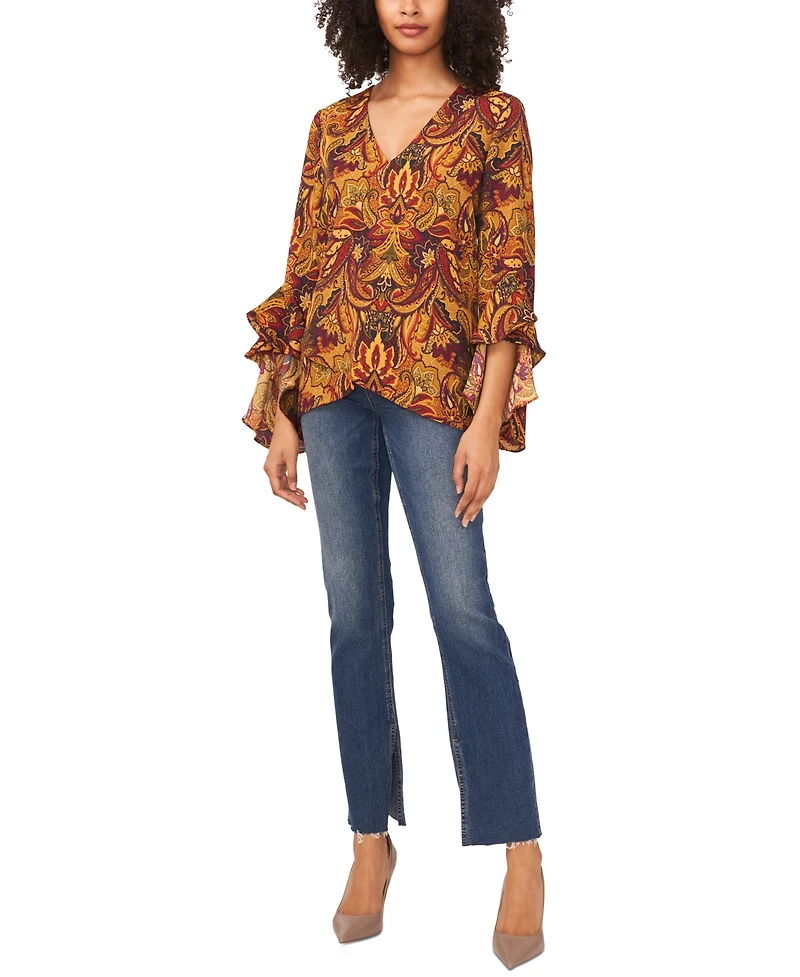 Vince Camuto Women's Paisley-Print Flutter-Sleeve Top
