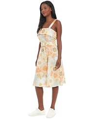 London Times Women's Printed Belted Sleeveless Midi Dress