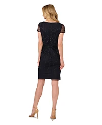 Adrianna Papell Women's Bead-Embellished Mesh Sheath Dress