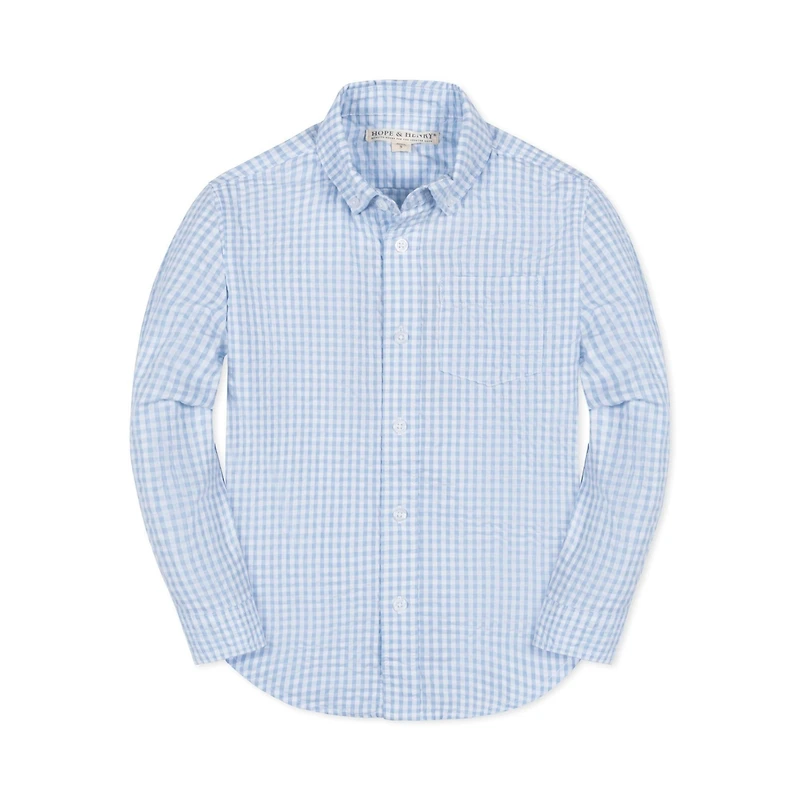 Hope & Henry Boys Long Sleeve Seersucker Button Down Shirt
