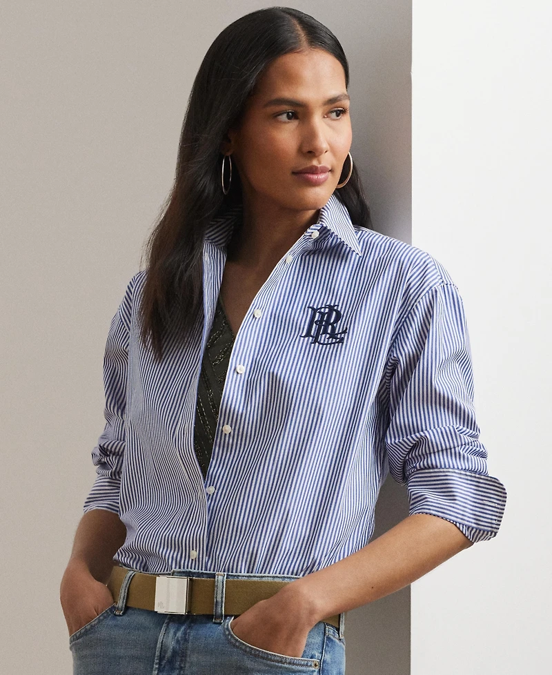 Lauren Ralph Women's Striped Long-Sleeve Shirt