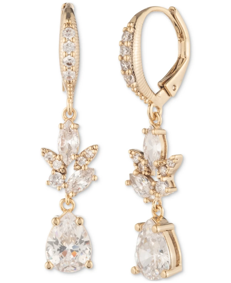 Givenchy Gold-Tone Cubic Zirconia Double Drop Earrings