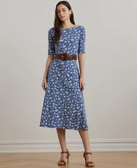 Lauren Ralph Women's Floral Stretch Cotton Midi Dress