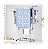 4-tier Folding Clothes Drying Rack with Rotatable Side Wings