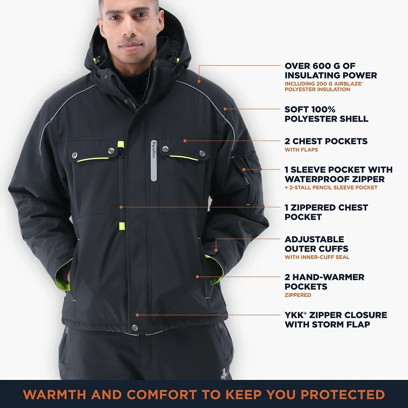RefrigiWear Men's Extreme Hooded Jacket Heavy-Duty Winter Coat, Insulated Cold-Weather Outerwear