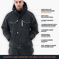 RefrigiWear Men's Extreme Hooded Jacket Heavy-Duty Winter Coat, Insulated Cold-Weather Outerwear