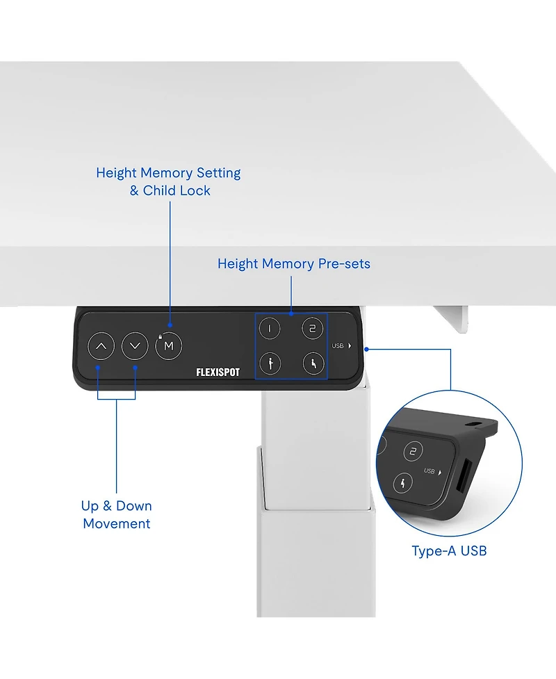 Flexispot E7-commercial 55 W Electric Adjustable Standing Desk, Rectangular Chipboard Top & Base, All White