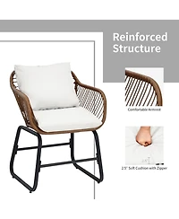 Gymax 3 Piece Patio Conversation Furniture Set Outdoor Bistro Set w/ Cushions