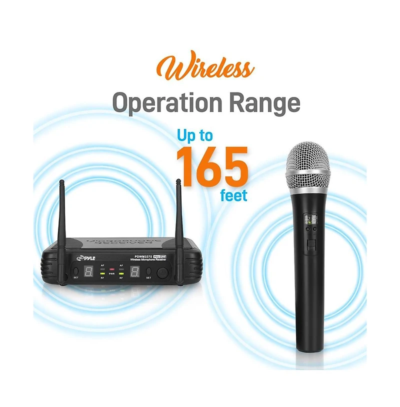 Pyle Premier Series Professional 2-Channel Uhf Wireless Handheld Microphone System with Selectable Frequency