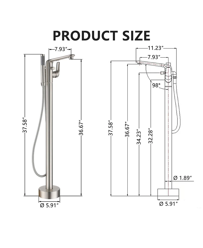 Freestanding Floor Mounted Bathtub Faucet - Anti-Scald, Durable, and Versatile