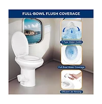 SereneLife Rv Plastic Bowl Gravity Flush Toilet with Hose Connector, Hand Sprayer, and Installation Kits