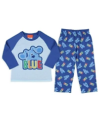 Blue's Clues Toddler Boys Nickelodeon Sleep Raglan Shirt Pant 2PC Pajama Set Sleepwear Loungewear