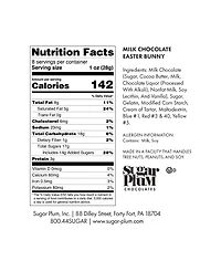 Sugar Plum Chocolates Milk Chocolate Solid Easter Bunny, 8oz