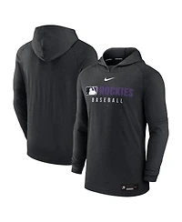 Nike Men's Heather Black Colorado Rockies Authentic Collection Tri-Blend Performance Pullover Hoodie