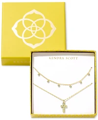 Kendra Scott Amelia Gold-Tone Crystal Cross Necklace Gift Set