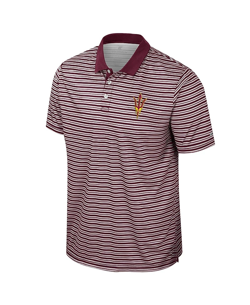 Colosseum Men's Maroon Arizona State Sun Devils Striped Polo Shirt