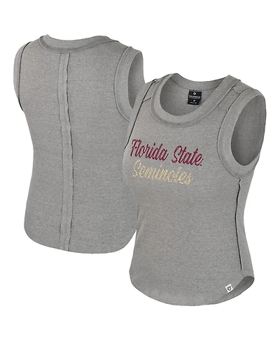 Colosseum Women's Heather Gray Florida State Seminoles Beach You Ribbed Tank Top