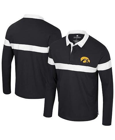Colosseum Men's Black Iowa Hawkeyes Too Cool For School Long Sleeve Polo Shirt