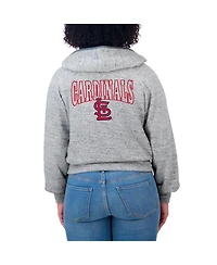 Wear by Erin Andrews Women's Heather Gray St. Louis Cardinals Speckled Fleece Cropped Full-Zip Hoodie