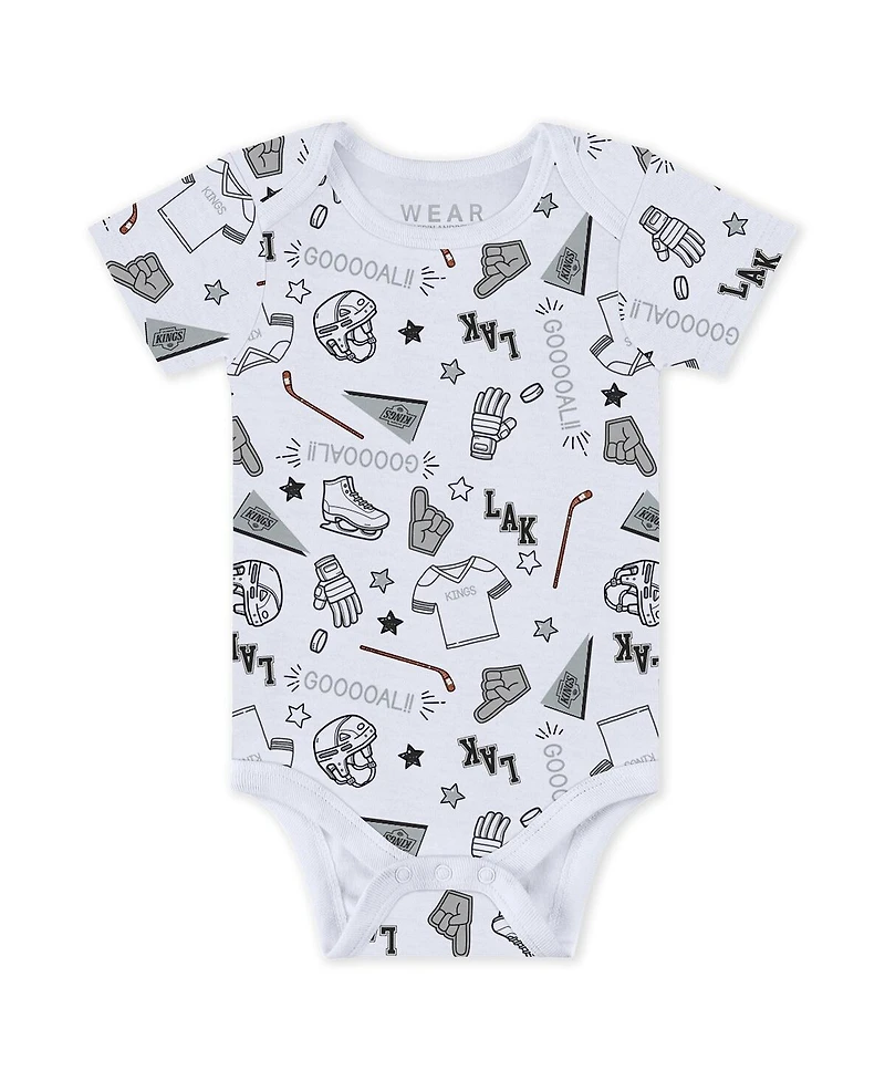 Wear by Erin Andrews Baby Boys and Girls 3-Piece Los Angeles Kings Turn Me Around Bodysuits Pants Set