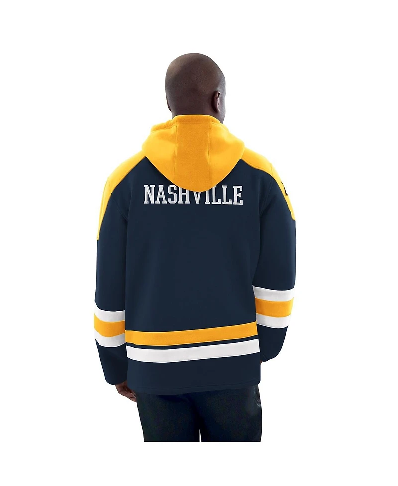 Starter Men's Navy/Gold Nashville Predators Hockey Pullover Hoodie