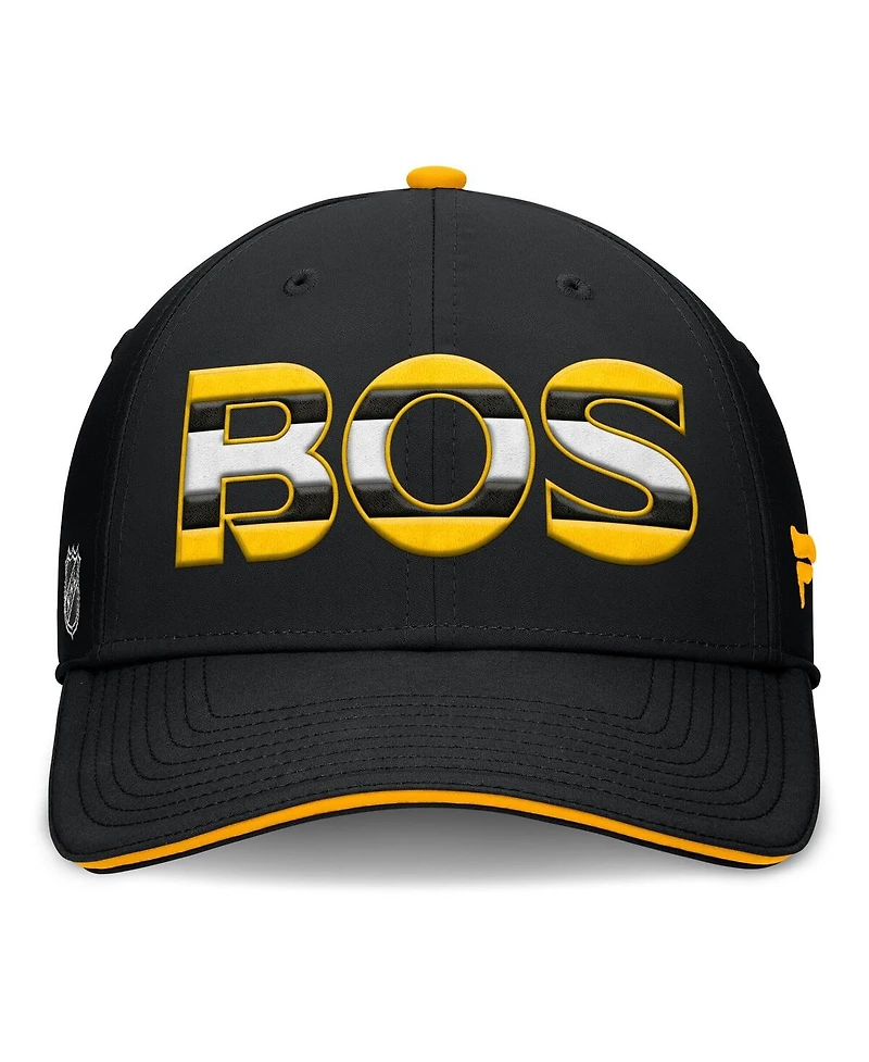Fanatics Men's Black/Gold Boston Bruins Authentic Pro Rink Team Code Flex Hat