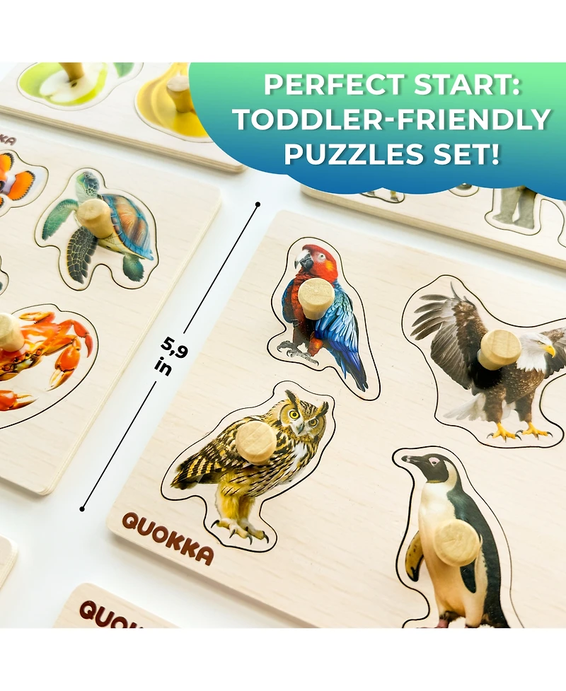 Quokka Wooden Puzzles for Toddlers 1-3 – Pegged Puzzles for Kids