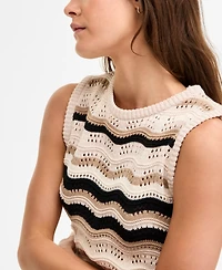 Democracy Women's Wavy Stripe Cotton Sweater Tank Top