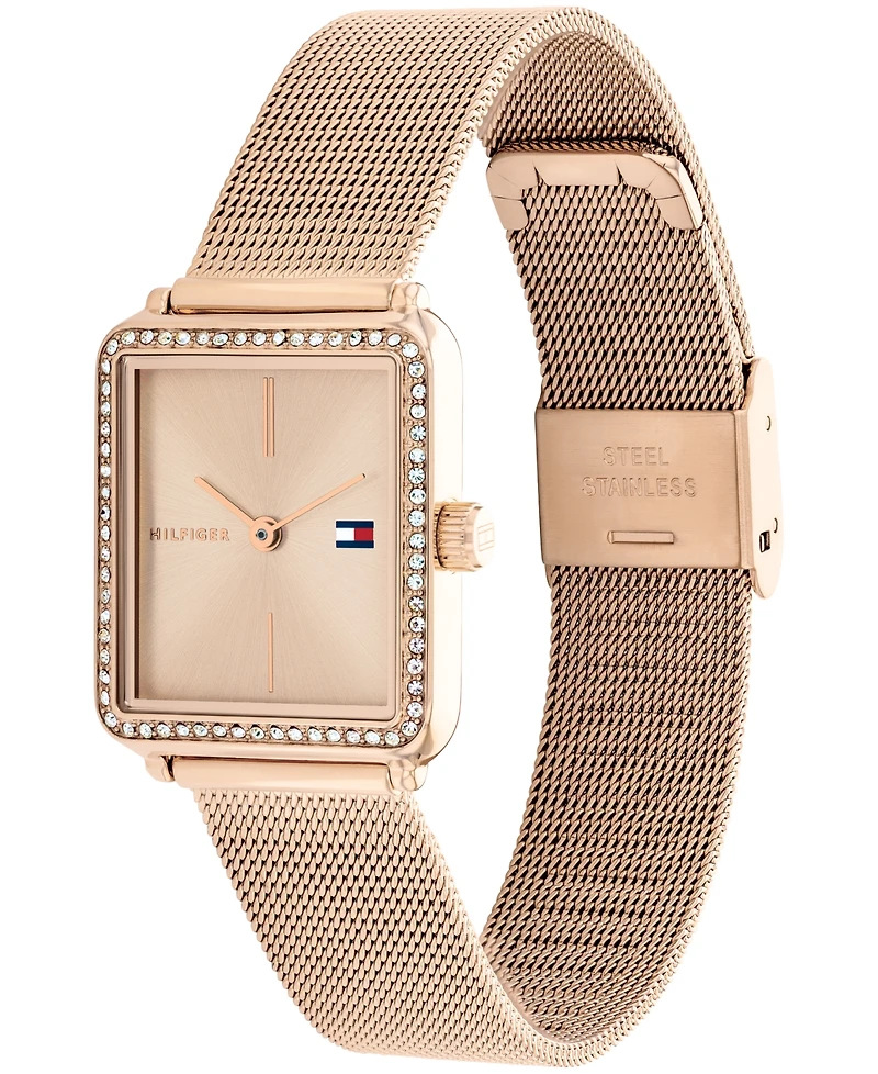 Tommy Hilfiger Women's Quartz Carnation Gold-Tone Stainless Steel Bracelet Watch, 21.3mm