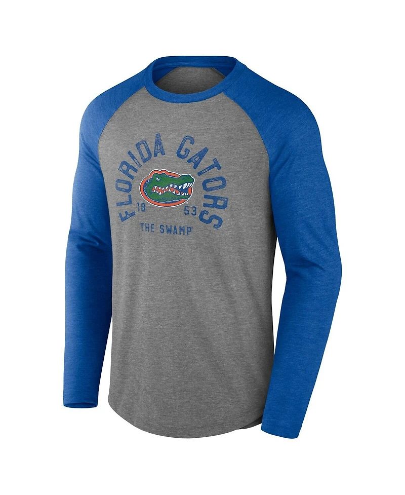 Fanatics Men's Gray Florida Gators Ball Drop Tri-Blend Raglan Long Sleeve T-Shirt
