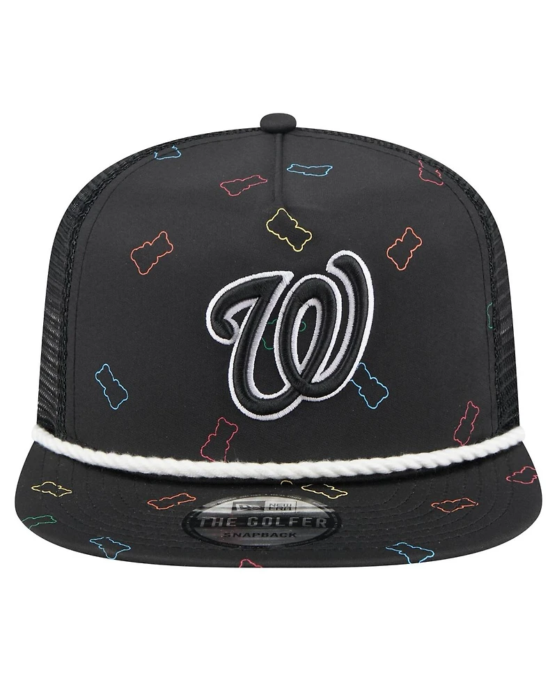 New Era Men's Black Washington Nationals Gummy Golfer Trucker Adjustable Hat