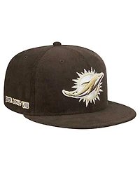 New Era Men's Brown Miami Dolphins Choco Cord 59FIFTY Fitted Hat