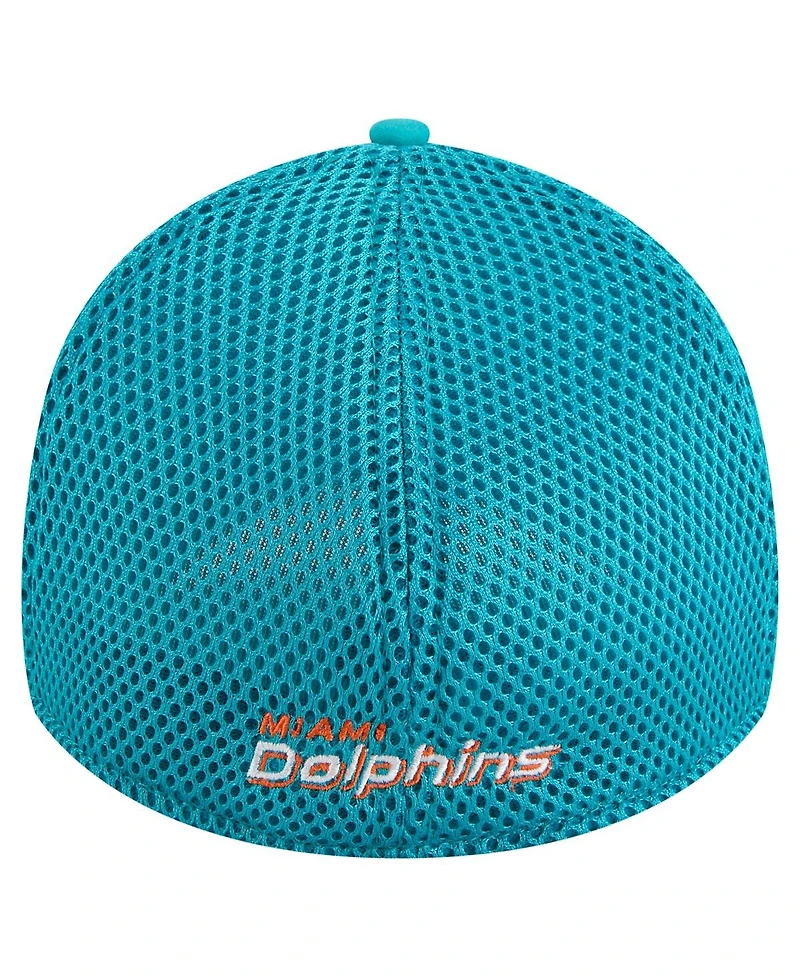 New Era Men's Aqua Miami Dolphins Game Day Linear 39THIRTY Flex Hat