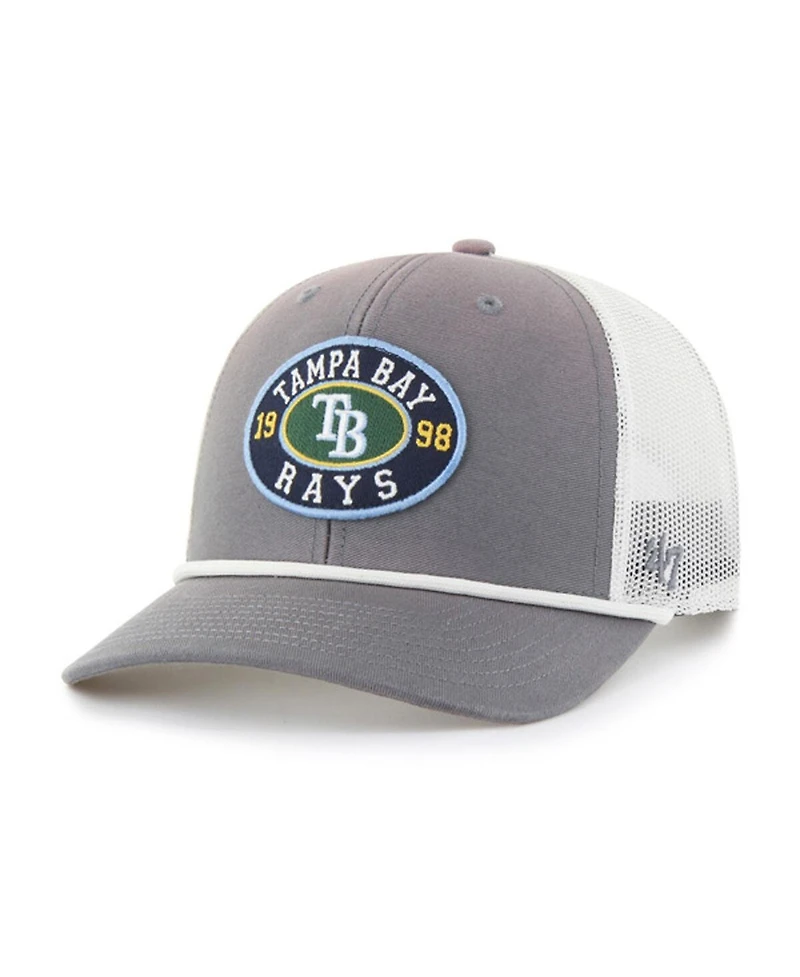 '47 Brand Men's Gray/White Tampa Bay Rays Tide Sweep Rope Trucker Adjustable Hat