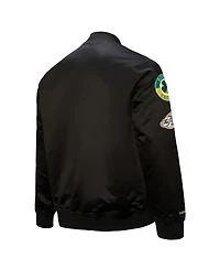 Mitchell & Ness Men's Black Boston Celtics Hardwood Classics Blackout Collection Satin Full-Zip Jacket