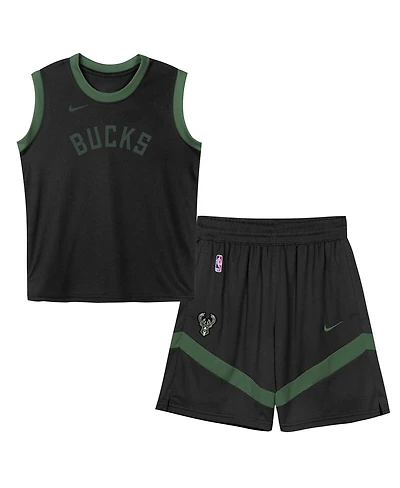 Nike Preschool Black Milwaukee Bucks Mesh Tank Top and Shorts Set