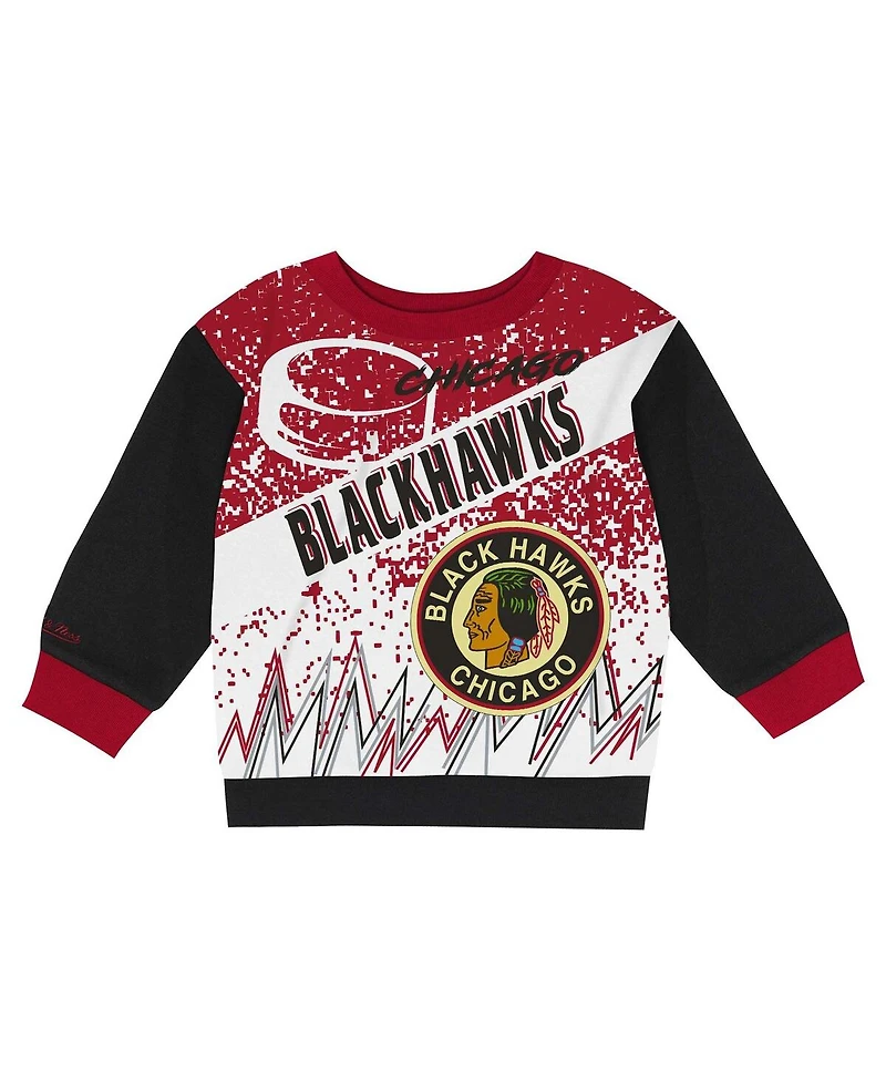 Mitchell & Ness Toddler 2-Piece Chicago Blackhawks Oversized Block Buster Fleece Sweatshirt and Pants Set