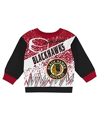 Mitchell & Ness Toddler 2-Piece Chicago Blackhawks Oversized Block Buster Fleece Sweatshirt and Pants Set