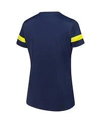 Fanatics Women's Navy Michigan Wolverines Plus Overtime Readiness Lace-Up T-Shirt